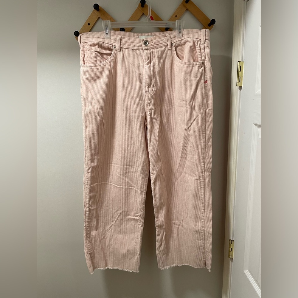 BDG High-Rise Wide Leg Cropped Corduroy Pink Pants